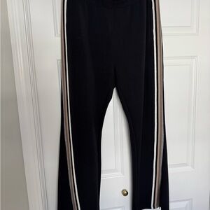 Soft Modal Black Spiritual Gangster Pants with Neutral Striped Sides